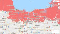 Tampilan peta proyeksi Jakarta tenggelam 2030 ini bisa diakses melalui laman coastal.climatecentral.org. Dalam peta tersebut, tampak sejumlah wilayah Jakarta ditandai dengan warna merah. Warna merah menandakan bahwa kawasan itu telah tenggelam pada 2030.