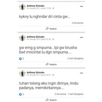 Viralnya unggahan-unggahan jadul Anthony ini membuat namanya menjadi perbincangan para netizen. Bagaimana menurutmu unggahan-unggahan dari Anthony ini? Foto: Facebook/Anthony Sinisuka