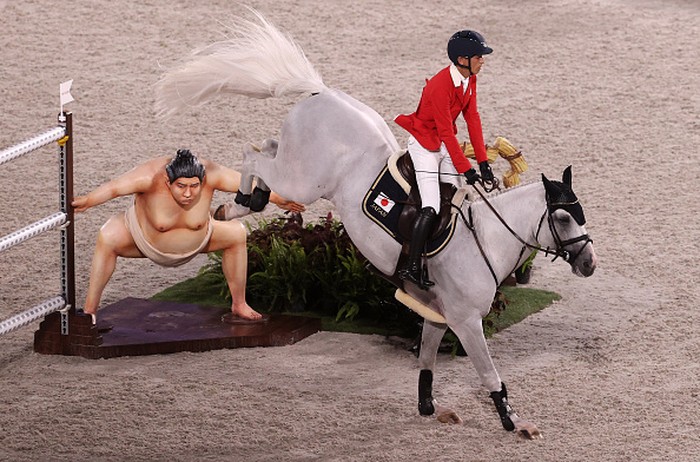 1332326245 TOKYO, JAPAN - AUGUST 04: Bertram Allen of Team Ireland riding Pacino Amiro competes in the Equestrian Jumping Individual Final on day twelve of the Tokyo 2020 Olympic Games at Equestrian Park on August 04, 2021 in Tokyo, Japan. (Photo by Ezra Shaw/Getty Images)