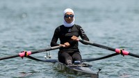 Iran juga menurunkan wakilnya di cabang olahraga dayung. Ia adalah Nazanin Malaei. Atlet dayung Iran itu tampil di nomor single putri sculls. Naomi Baker/Getty Images.  