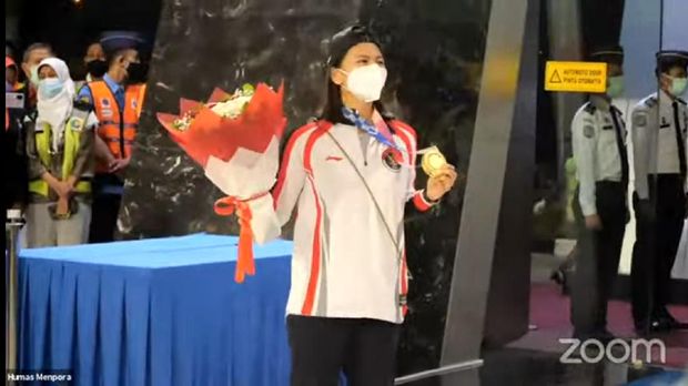 Greysia Polii tiba di Indonesia dengan medali emas Olimpiade Tokyo 2020, Rabu 5 Agustus 2021.