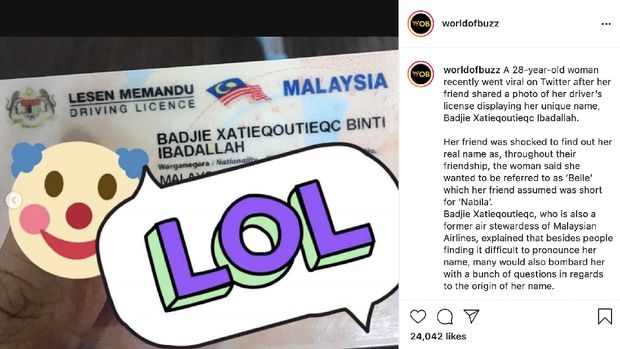 Perempuan Malaysia punya nama unik di SIM