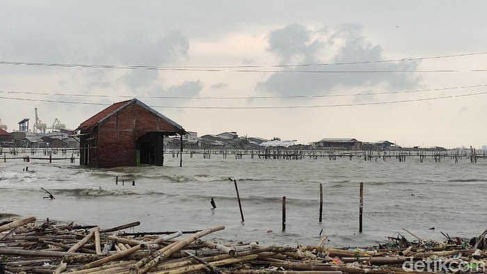Salah satu rumah tenggelam di Tambaklorok, Semarang 8/4/2021
