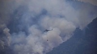 Pesawat dan puluhan helikopter dengan sejumlah petugas darurat dikerahkan untuk memadamkan kobaran api.