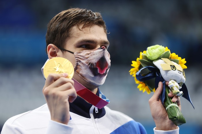 TOKYO, JAPAN - JULY 26: Evgeny Rylov of Team Russia is seen before the Men's 100m Backstroke Semifinal on day three of the Tokyo 2020 Olympic Games at Tokyo Aquatics Centre on July 26, 2021 in Tokyo, Japan. (Photo by Tom Pennington/Getty Images)