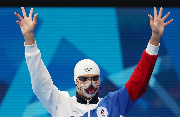 TOKYO, JAPAN - JULY 26: Evgeny Rylov of Team Russia is seen before the Men's 100m Backstroke Semifinal on day three of the Tokyo 2020 Olympic Games at Tokyo Aquatics Centre on July 26, 2021 in Tokyo, Japan. (Photo by Tom Pennington/Getty Images)