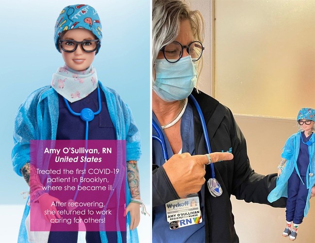 Amy O’Sullivan adalah perawat senior di Rumah Sakit Wyckoff, Brooklyn. Dia adalah perawat pasien COVID-19 pertama di New York City, Amerika Serikat. Amy sempat terpapar virus Corona dan mengalami gejala sedang. Setelah sembuh, ia kembali bekerja untuk merawat pasien-pasien lainnya. Majalah TIME memasukkannya dalam daftar 100 Orang Paling Berpengaruh di 2020. Foto: Dok. Mattel