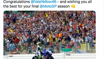Akun resmi Formula 1 mengucapkan selamat tinggal buat Rossi yang luar biasa. Foto: Twitter