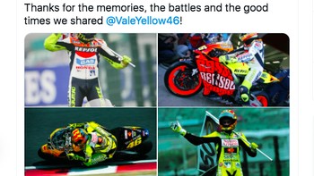 Repsol Honda Time mengucapan terima kasih untuk mantan jagoan mereka ini. Terima kasih untuk kenangannya, tulis mereka. Foto: Twitter