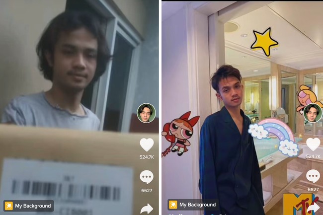 TikTokers Kaffa Nugroho juga ikut mengunggah perbedaan penampilan di foto biasa versus foto kurir. Foto: TikTok @pardonmypresence
