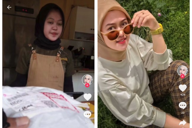 Diambil seadanya, para penerima pun jadi terlihat tidak estetik dibanding ketika foto dipotret oleh teman. Perbedaan itu lah yang ditampilkan dalam tren difotoin teman vs difotoin kurir. Foto: TikTok @eyris