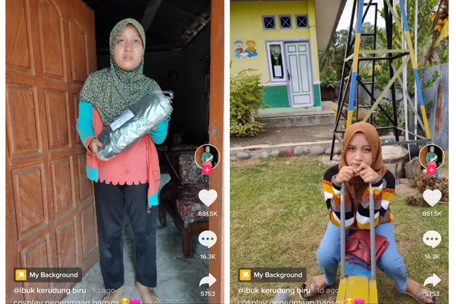 Bikin ngakgak, wanita ini merasa ekspresinya mirip penerima bansos. Foto: TikTok @g_oktamela