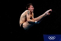 TOKYO, JAPAN - AUGUST 07: Viktor Minibaev of Team ROC competes in the Mens 10m Platform Final on day fifteen of the Tokyo 2020 Olympic Games at Tokyo Aquatics Centre on August 07, 2021 in Tokyo, Japan. (Photo by Maddie Meyer/Getty Images)