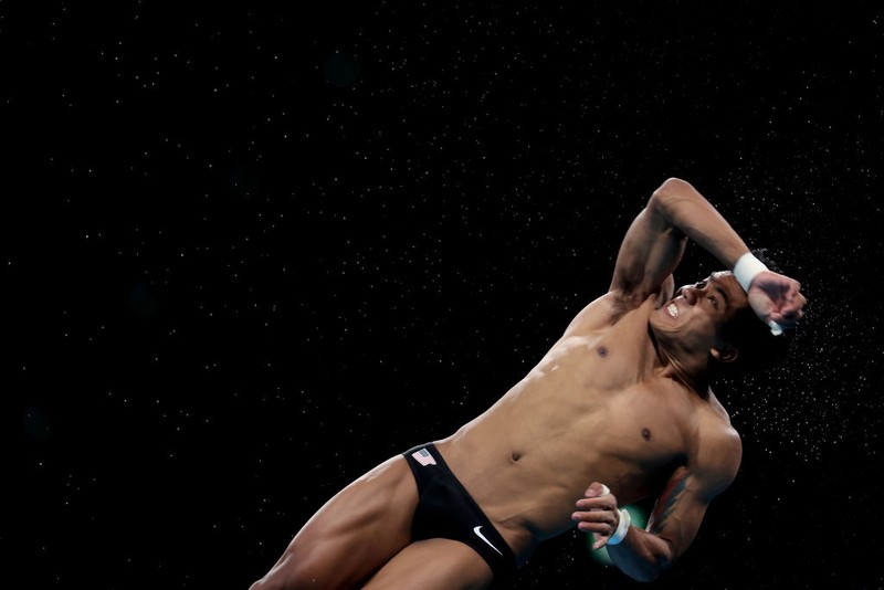 TOKYO, JAPAN - AUGUST 07: Jordan Windle of Team United States competes in the Men's 10m Platform Final on day fifteen of the Tokyo 2020 Olympic Games at Tokyo Aquatics Centre on August 07, 2021 in Tokyo, Japan. (Photo by Maddie Meyer/Getty Images)