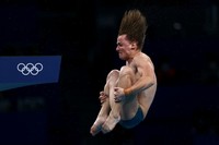 TOKYO, JAPAN - AUGUST 07: Cassiel Rousseau of Team Australia competes in the Mens 10m Platform Final on day fifteen of the Tokyo 2020 Olympic Games at Tokyo Aquatics Centre on August 07, 2021 in Tokyo, Japan. (Photo by Clive Rose/Getty Images)