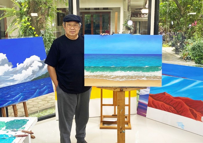 Lukisan SBY berjudul Debur Ombak Di Pantai Pacitan