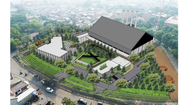 Desian proyek Fasilitas Pengelolaan Sampah Antara (FPSA) di kawasan Taman Tebet, Jakarta Selatan.
