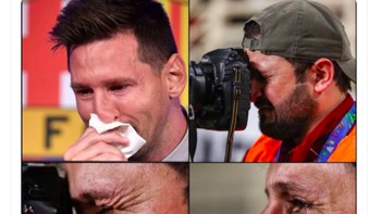 Sang kameramen tidak dapat menahan air matanya. Foto: Twitter