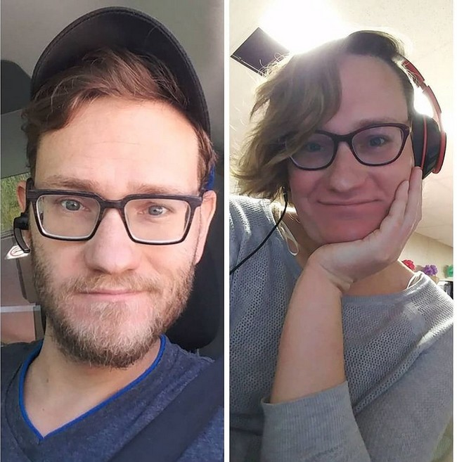 Inilah penampilan sebelum dan sesudah transisinya. Tea-Lynn mulai terapi hormon pada April 2020. Foto: dok. Instagram/@tealynnvd