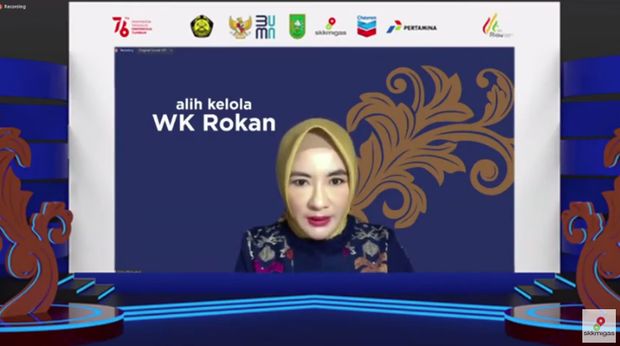 Direktur Utama Pertamina, Nicke Widyawati Saat Serah Terima WK Rokan. (Tangkapan Layar Youtube @Humas SKK Migas)