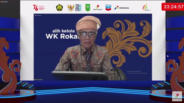 Kepala SKK Migas Dwi Soetjipto Saat Serah Terima WK Rokan. (Tangkapan Layar Youtube @Humas SKK Migas)