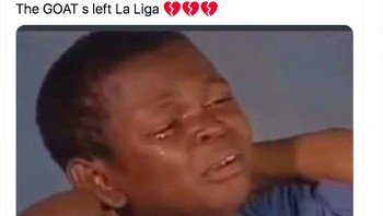 Menangis karena para bintang sudah hengkang dari La Liga. Foto: Twitter