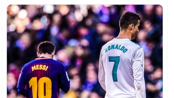 Laga Ronaldo dan Messi hanya tinggal cerita dan sejarah untuk dikisahkan di masa depan. Foto: Twitter