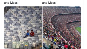 Apakah La Liga akan sepi penonton tanpa Messi dan Ronaldo? Foto: Twitter