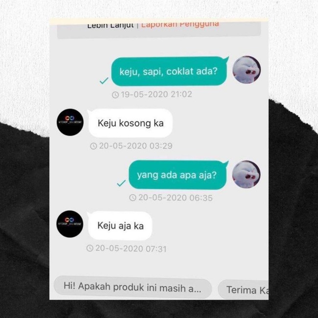 Kayaknya si penjualnya kurang fokus nih. Kalau gini kan bikin pembelinya jadi bingung sekaligus emosi. Pantes abis itu pembelinya nggak balas lagi, pasti lagi menahan kesal. Foto: Instagram