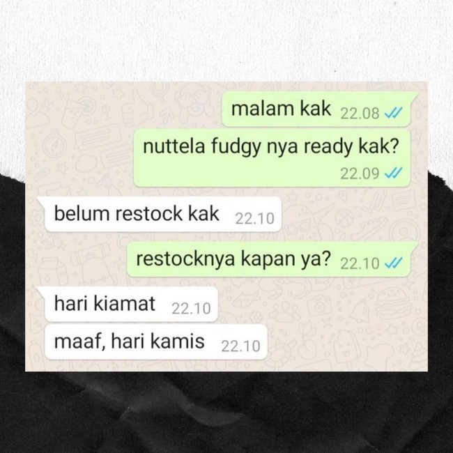 Kalau yang ini typonya kebangetan sih. Maksud hati mau tulis Kamis, tapi yang muncul malah kiamat. Bikin ngakak sampai bengek! Foto: Instagram