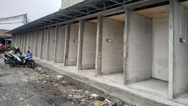 Kondisi pembangunan Pasar Kambing Tanah Abang, Selasa (10/11/2021),