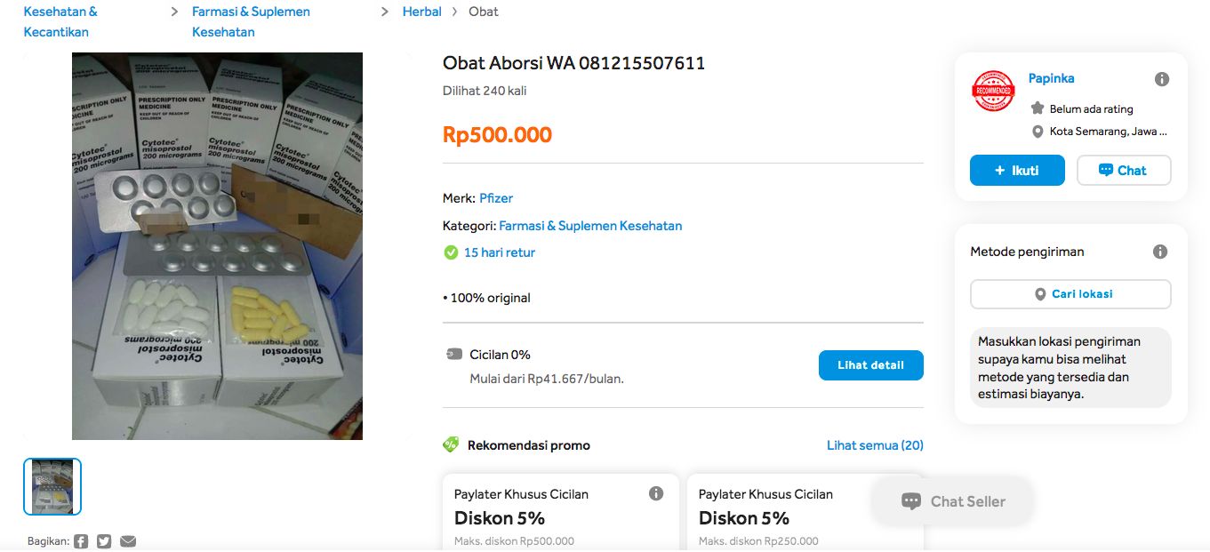 Obat aborsi Blibli.com