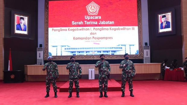 Panglima TNI Marsekal Hadi Tjahjanto pimpin sertijab Danpaspampres, Pangkogabwilhan I dan III