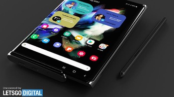 Sehingga layarnya menyerupai Galaxy Z Fold. Menariknya HP ini turut dilengkapi S Pen. Foto: dok LetsGoDigital