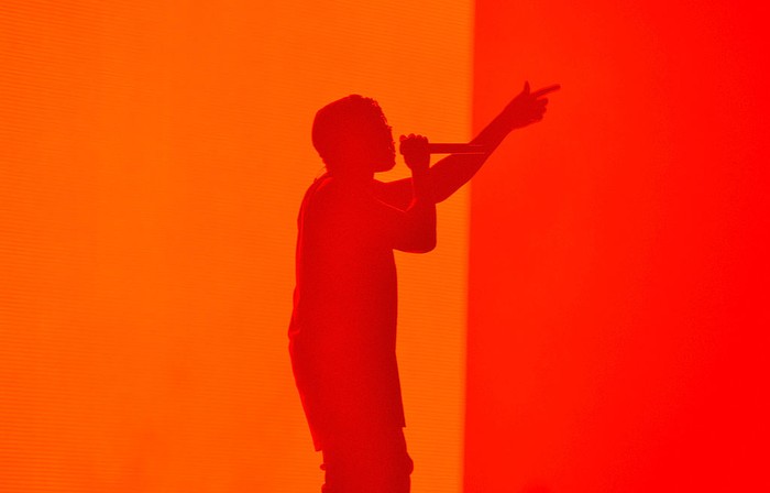 BRISBANE, AUSTRALIA - SEPTEMBER 15: Kanye West performs live for fans at Brisbane Entertainment Centre on September 15, 2014 in Brisbane, Australia. (Photo by Bradley Kanaris/Getty Images)