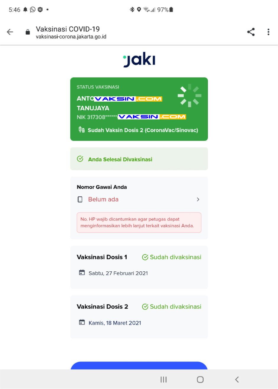 Contoh Data Pribadi Dalam Aplikasi