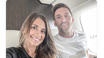 Messi dan keluarganya bersiap untuk menempuh petualangan baru di Paris. Foto: Twitter