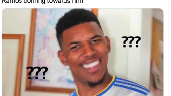 Casemiro pemain Madrid digambarkan kebingungan nanti saat menghadapi Messi di Liga Champions karena Messi dibantu Sergio Ramos. Kemudian baru ia sadar Ramos sudah pindah ke PSG dan Messi bukan lagi pemain Barcelona tapi juga PSG. Foto: Twitter