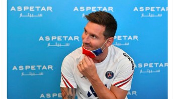 Messi ketika bersiap melakukan uji fisik. Foto: Twitter