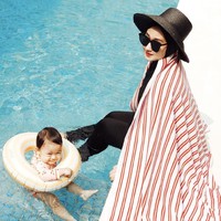 Foto OOTD Dian Pelangi kali ini, Rumi sedang asyik berada di kolam renang. Dian tampil cetar dengan memakai topi dan kacamata hitam. Foto: Dok. Instagram @dianpelangi.