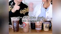Bersama Yulia Baltschun, kali ini dr. Richard Lee membahas soal minuman tinggi kalori. Di depannya sudah ada beragam minuman dari gerai minuman kekinian. Kira-kira mana yang jadi favorit dr. Richard Lee? Foto: instagram @dr.richard_lee