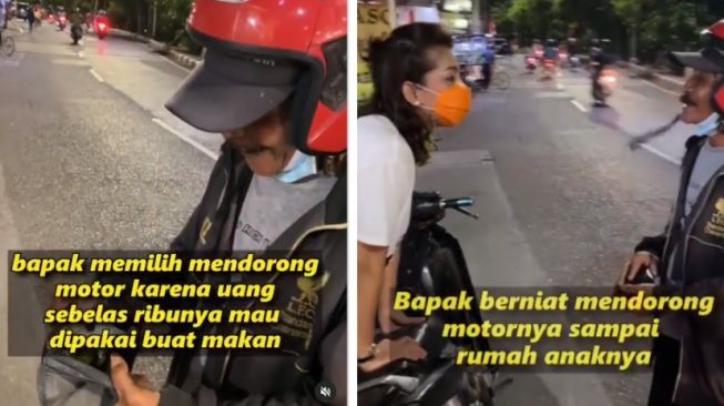 Demi Sesuap Nasi, 5 Orang Ini Rela Dorong Motor hingga Jalan Kaki 2 Km