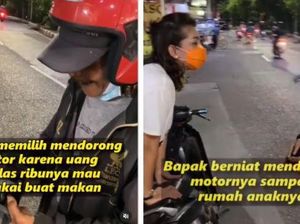 Demi Sesuap Nasi, 5 Orang Ini Rela Dorong Motor hingga Jalan Kaki 2 Km