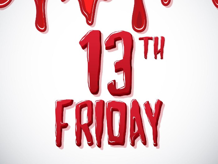 Friday the13th. Bloody lettering. White background.