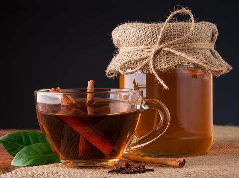 Tea with honey and cinnamon