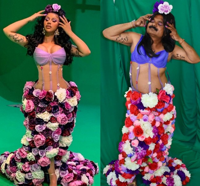 Cardi B vs Curry B. Saking miripnya sampai nggak bisa bedain deh mana yang Just Sul dan mana yang Cardi B. Bikin ketawa ngakak! Foto: Instagram/@sulebrities