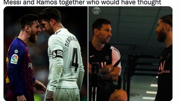 Siapa yang mengira Ramos dan Messi akan satu tim? Foto: Twitter