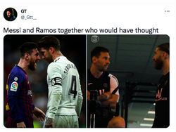 Messi dan Ramos Berpelukan, Netizen: Dunia yang Aneh