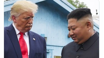 Ibaratnya Donald Trump dan Kim Jong Un berdamai. Foto: Twitter