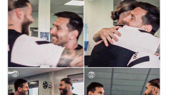 Dahulu Lionel Messi di Barcelona dan Sergio Ramos yang membela Real Madrid saling hajar ketika bertemu di pertandingan. Kini mereka berpelukan hangat karena menjadi rekan setim di PSG. Foto: Twitter
